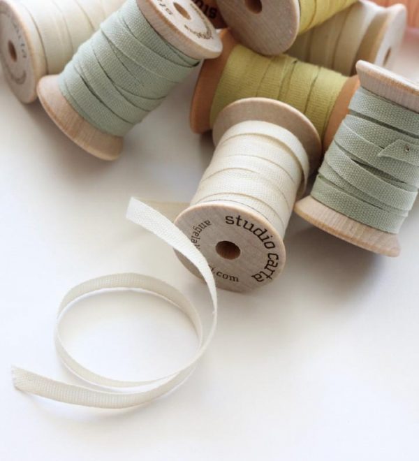 Studio Carta Wood Spool Cotton Ribbon, 5 meters - Natural
