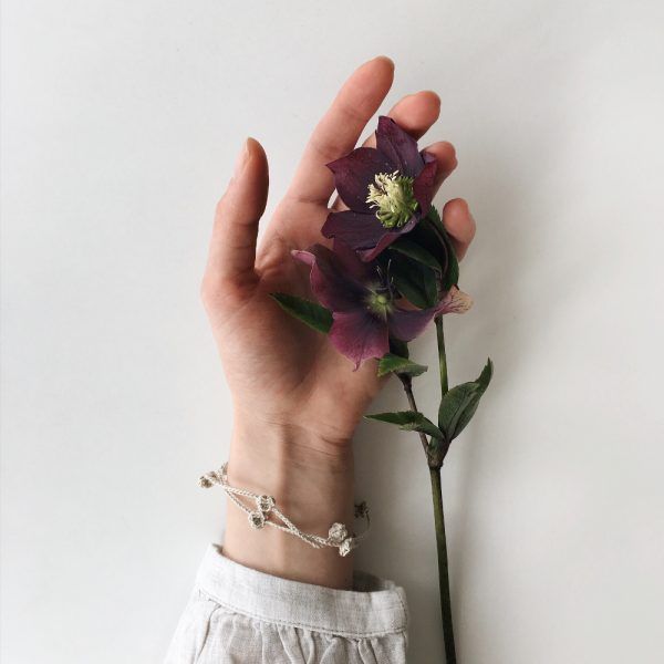 Crochet Floral Bracelet - Beige