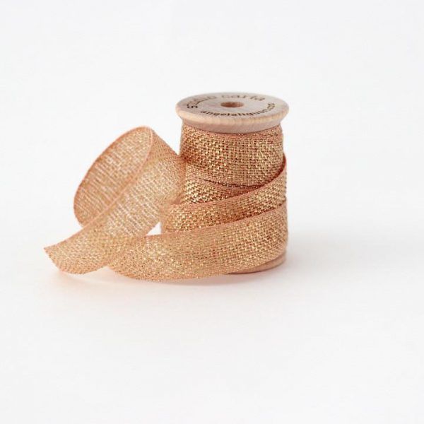 Studio Carta Metallic Loose Weave Cotton Ribbon - Peach & Gold