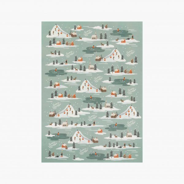 Rifle Paper Co. "Holiday Snow Scene" Christmas Wrapping Paper Sheet