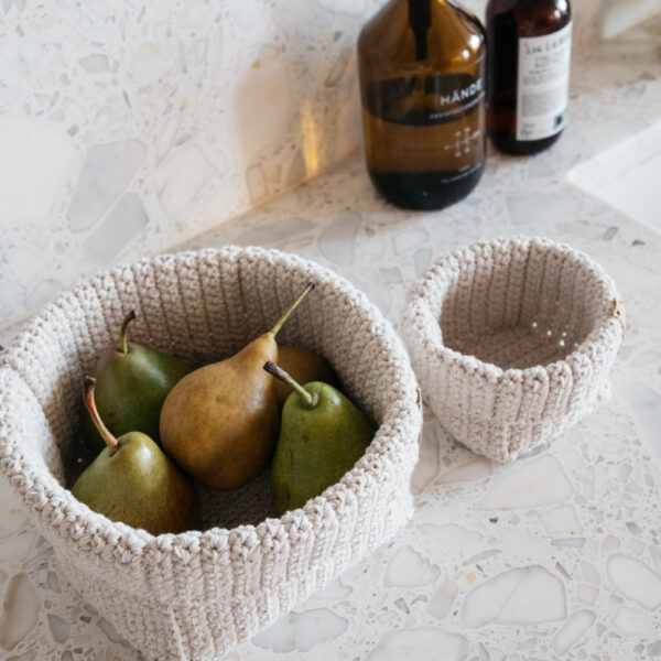 Large Handmade Crochet Basket - Cream