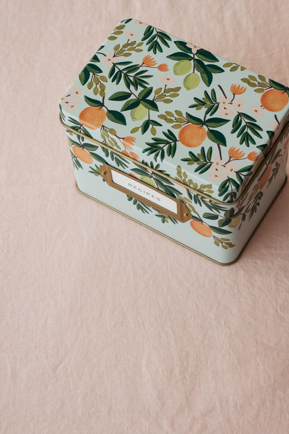 Gold with Flowers Recipe Tin
