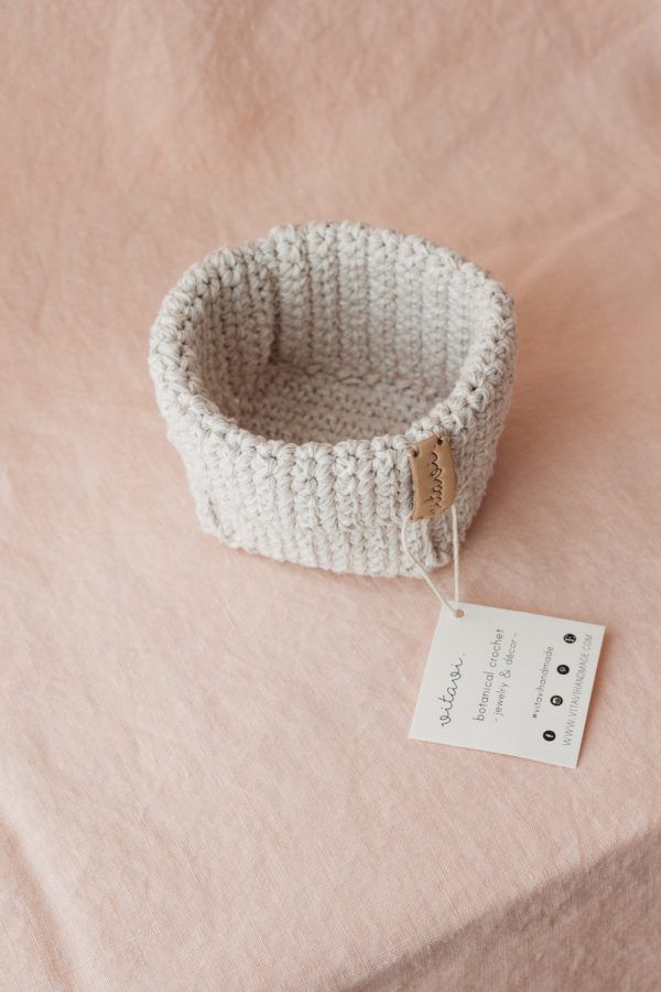 Small Handmade Crochet Basket - Cream