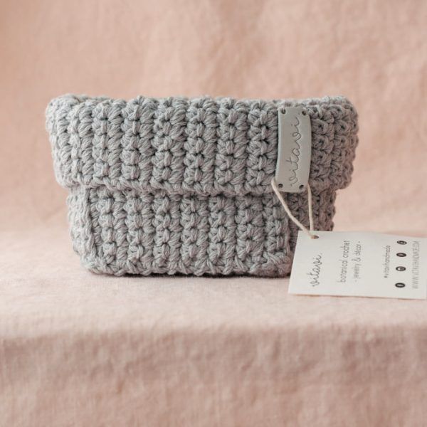 Small Handmade Crochet Basket - Grey