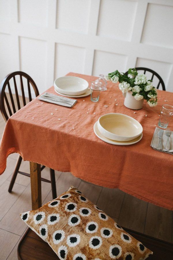 Terracotta Linen Tablecloth
