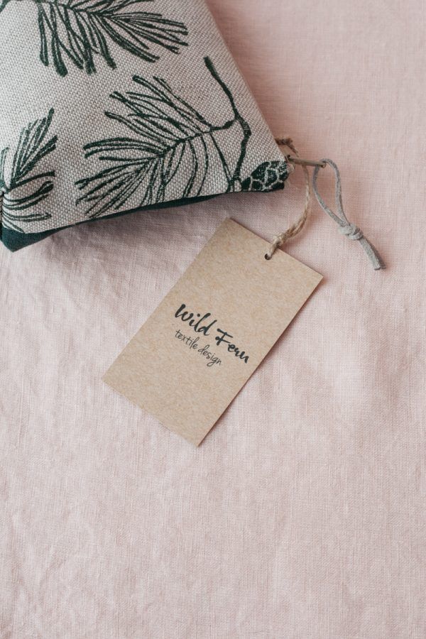"Pine" Hand-Printed Linen Beauty Pouch