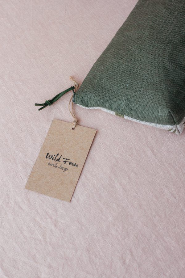 "Olive" Hand-Printed Linen Beauty Pouch