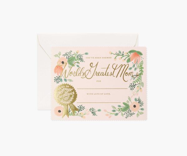 Rifle Paper Co. "Greatest Mom Certificate" Greeting Card