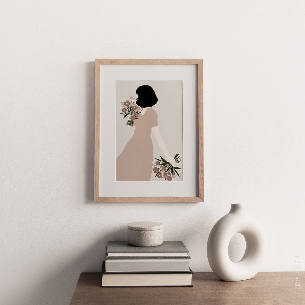 Flower Lady Double Bouquet Art Print