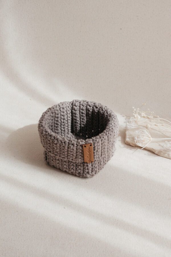 Small Handmade Crochet Basket - Brown