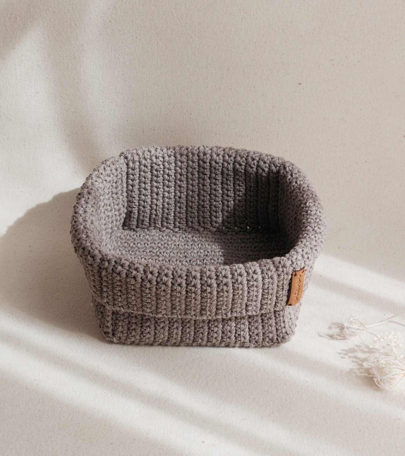 Large Handmade Crochet Basket - Brown