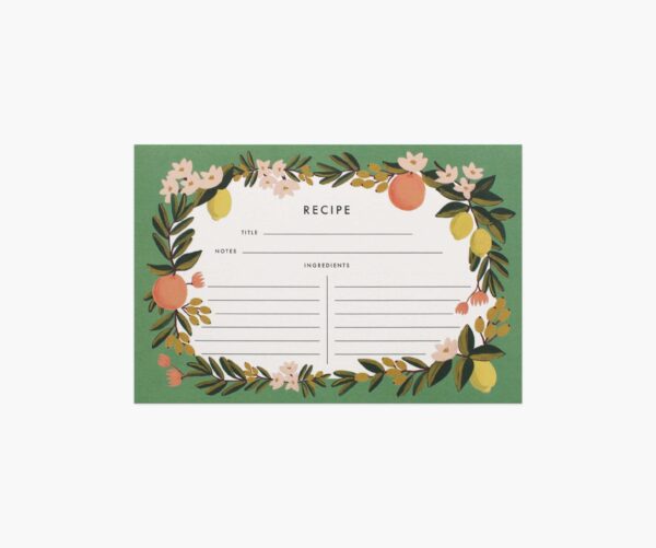 Rifle Paper Co. "Citrus Floral" Recipe Card Set of 12