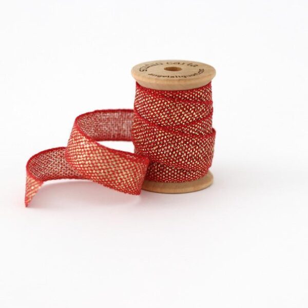 Studio Carta Metallic Loose Weave Cotton Ribbon - Red & Gold