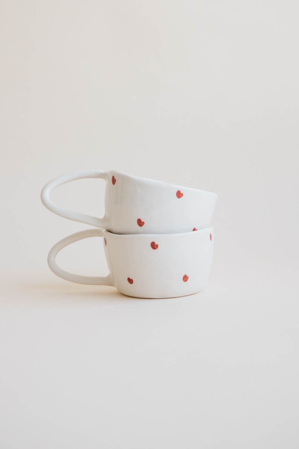 Terra Handmade Ceramic Mug - Red Hearts