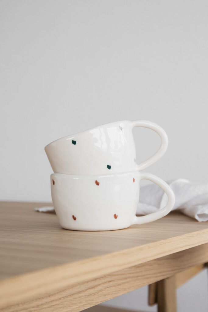 Terra Handmade Ceramic Mug - Red Hearts