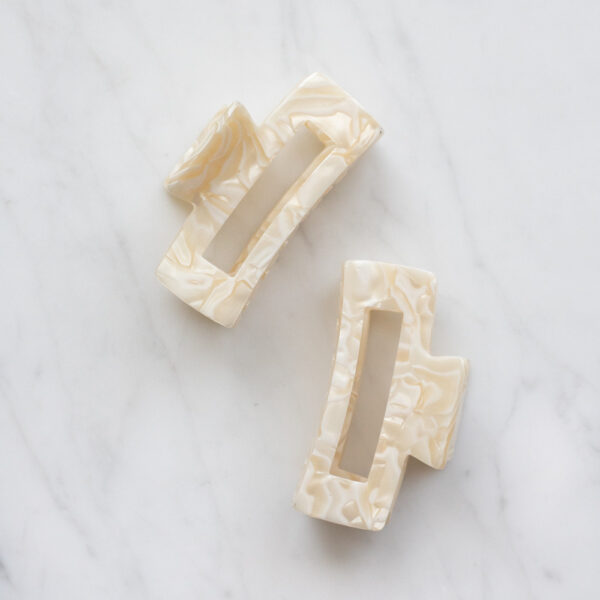 Rectangulo Hair Claw - Marble Ivory
