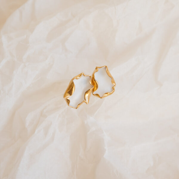 Wave Gold Porcelain Earrings