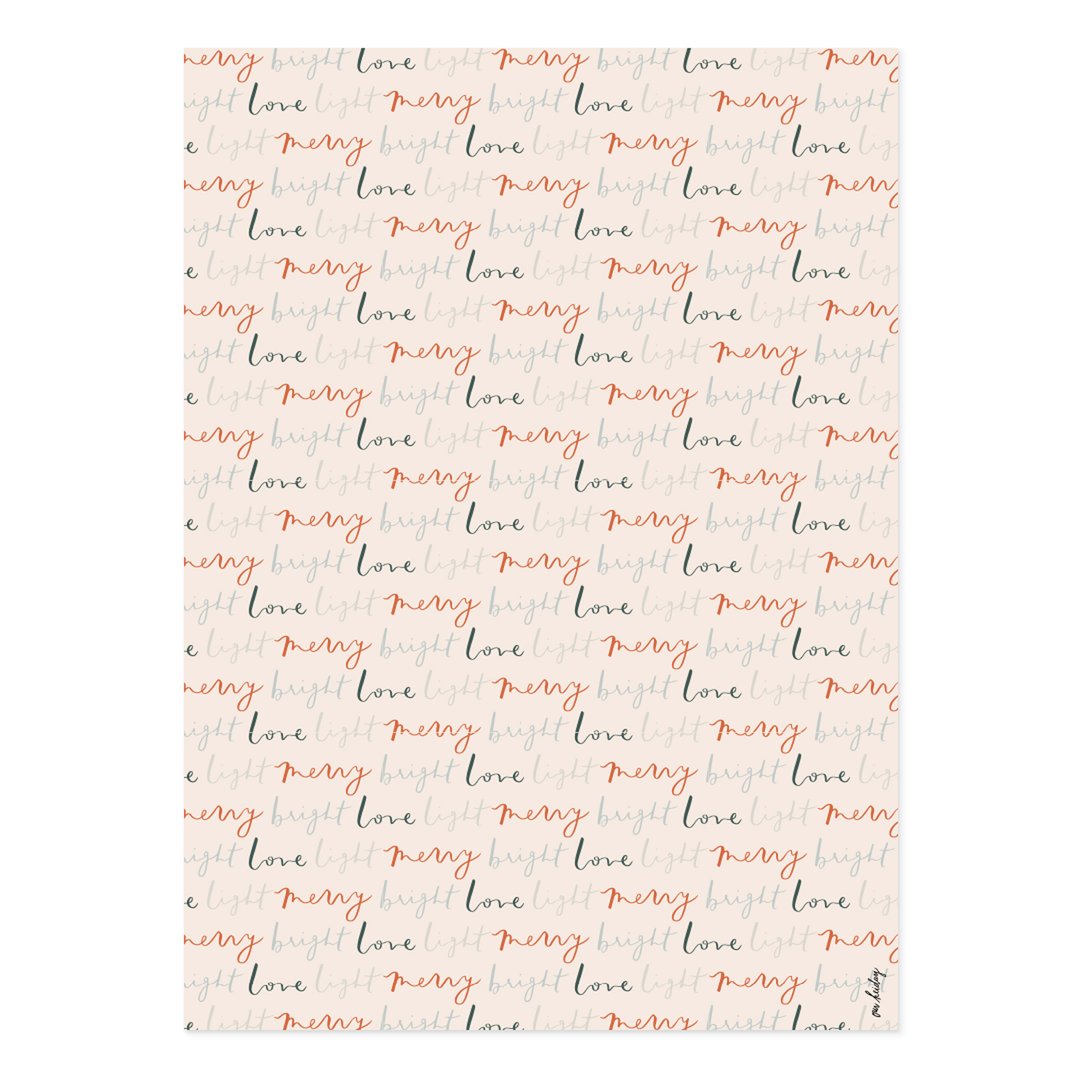 Merry Bright Love Light Wrapping Paper Sheet