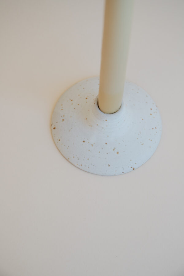 Speckled White Ceramic Candle Holder