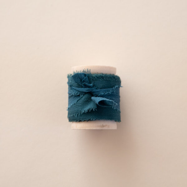 Hand Dyed Crepe Silk Ribbon - Blue Duck