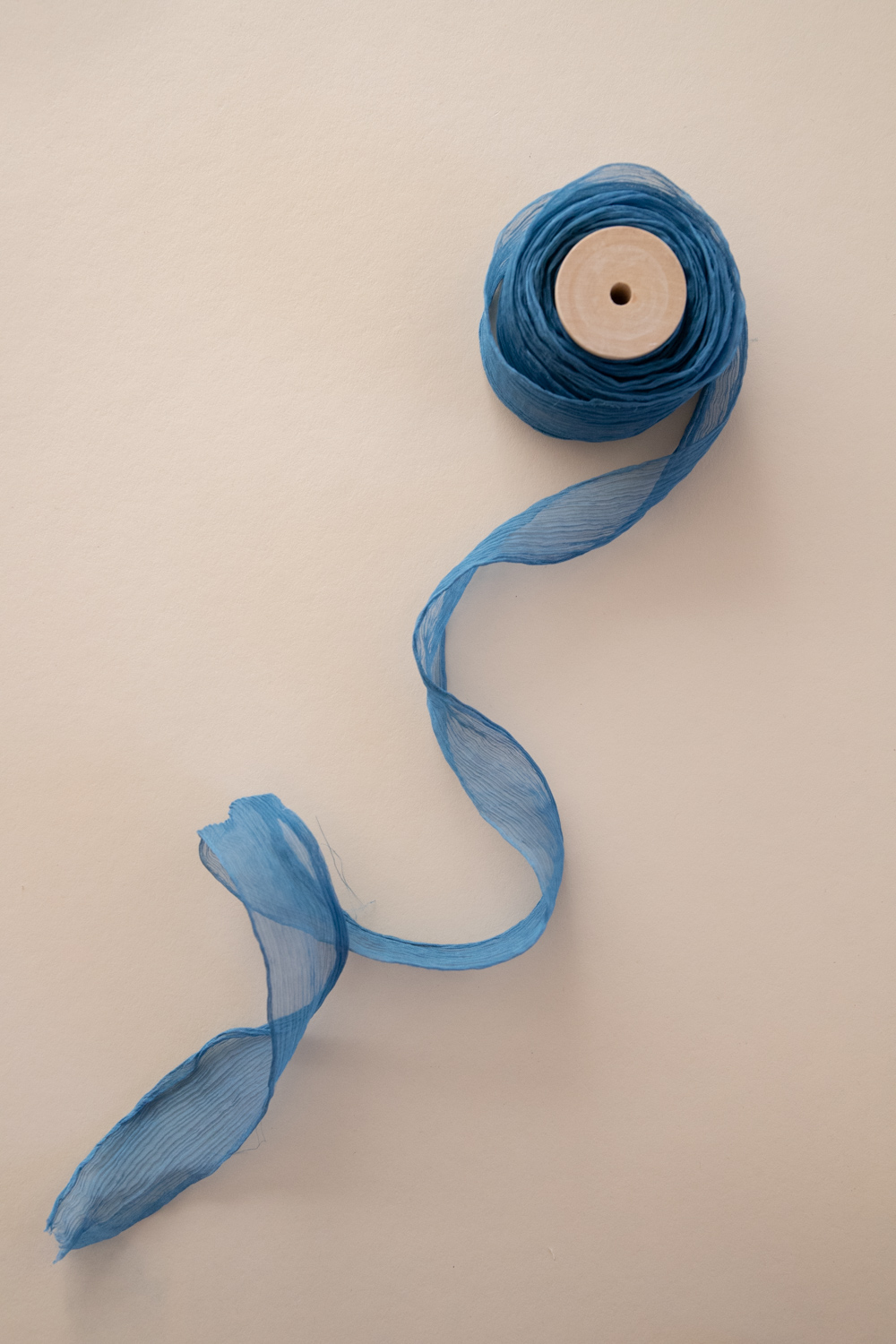 Hand Dyed Mousseline Crepon Silk Ribbon - Indigo