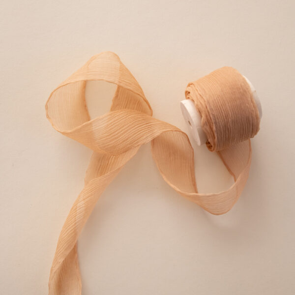 Hand Dyed Mousseline Crepon Silk Ribbon - Nuts