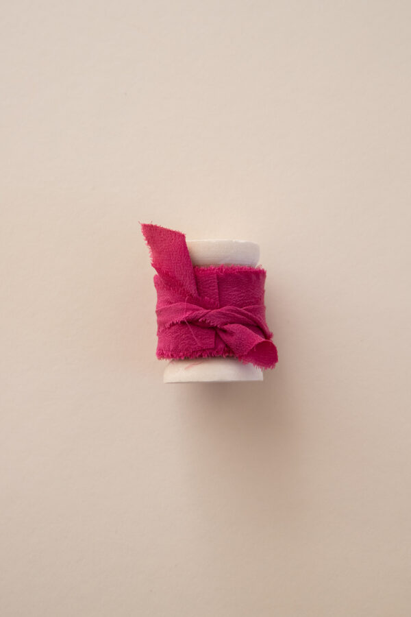 Hand Dyed Crepe Silk Ribbon - Raspberry