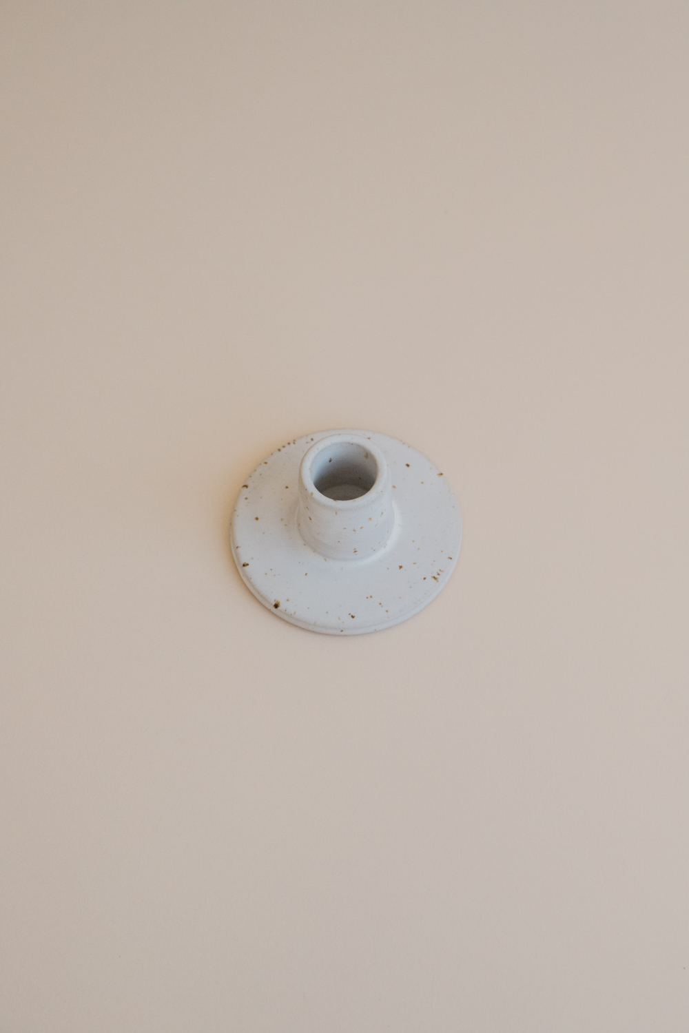 Minimalist Ceramic Candle Holder - Speckled White