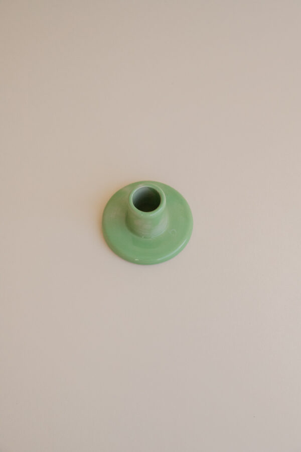 Minimalist Ceramic Candle Holder - Green