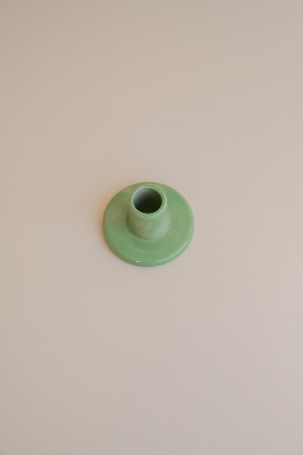 Minimalist Ceramic Candle Holder - Green
