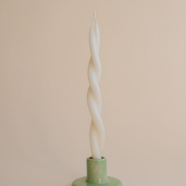 Minimalist Ceramic Candle Holder - Green