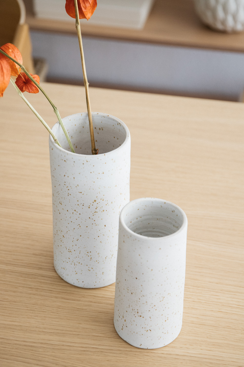 Handmade Ceramic Cylinder Vase - Speckled