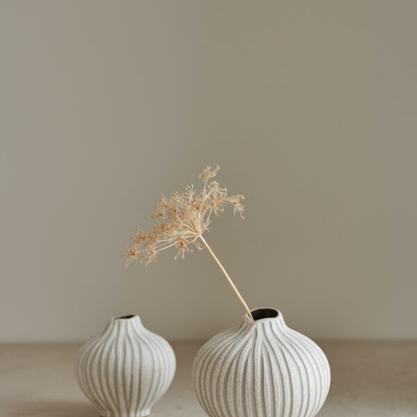 Line Mini Ceramic Vase - White Striped