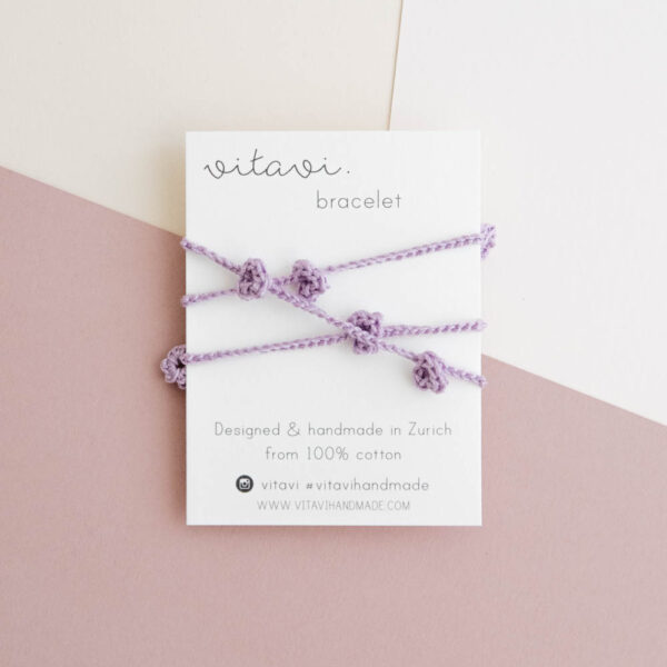 Crochet Floral Bracelet - Lavender