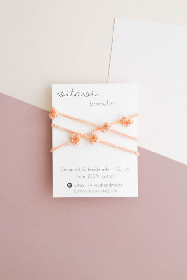 Crochet Floral Bracelet - Peach