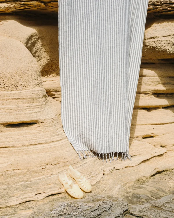 Handwoven Beach Towel - Striped Grey