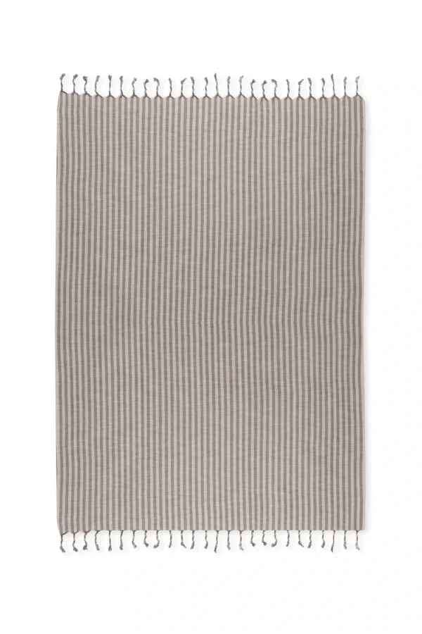 Handwoven Beach Towel - Striped Grey