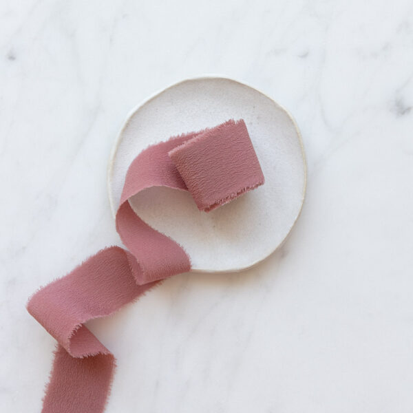 Hand Dyed Crepe Silk Ribbon - Old Rose