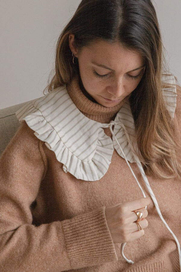 Zoe Handmade Striped Collar - Caramel