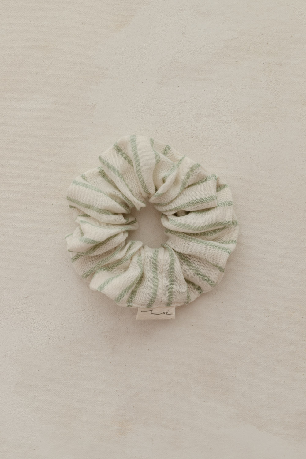 Zoe Muslin Cotton Scrunchie - Striped Mint