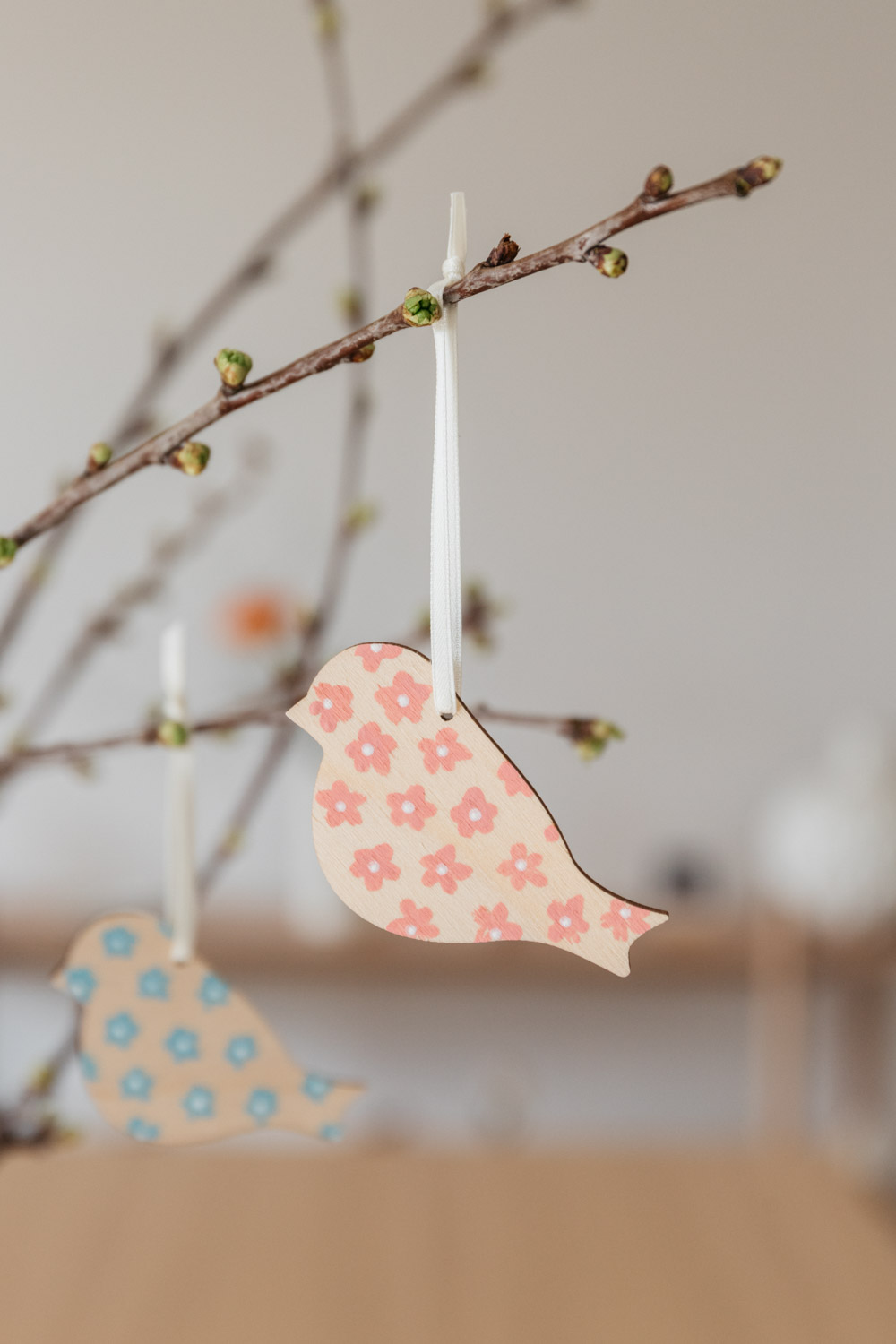 Hand-Painted Wooden Easter Bird - Pink
