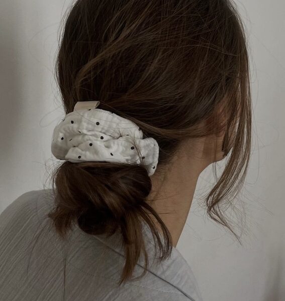 Zoe Muslin Cotton Scrunchie - Polka Dot