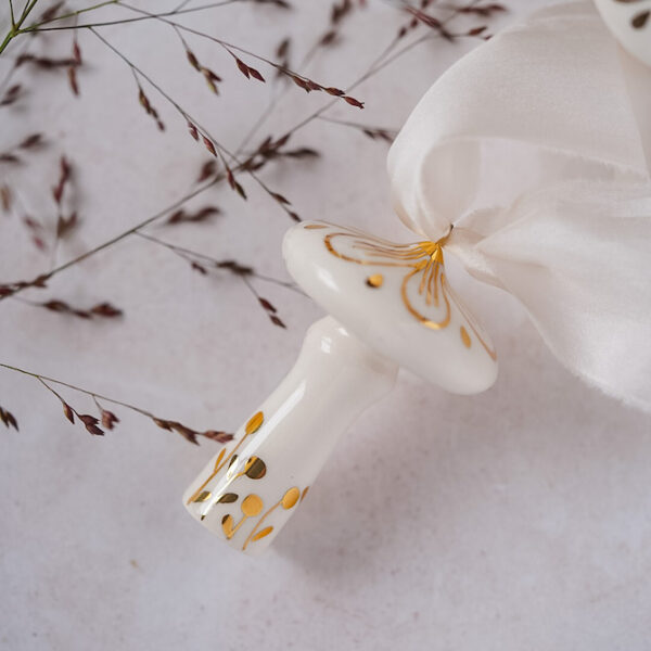 Marinski Ceramic Fairy Mushroom Ornament - White