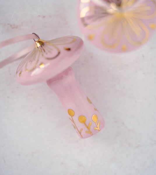 Marinski Ceramic Fairy Mushroom Ornament - Blush