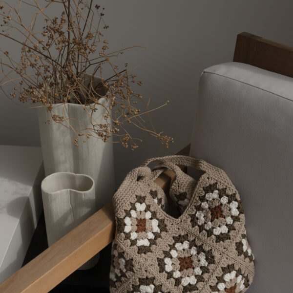 Granny Square Crochet Bag - Beige