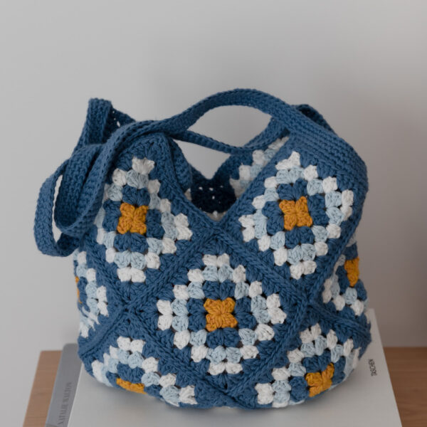 Granny Square Crochet Bag - Blue