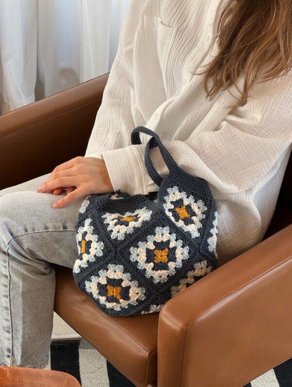 Granny Square Crochet Bag - Blue