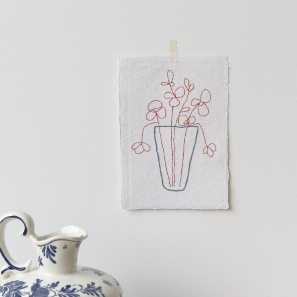 Embroidery Flower Vase Mini Poster