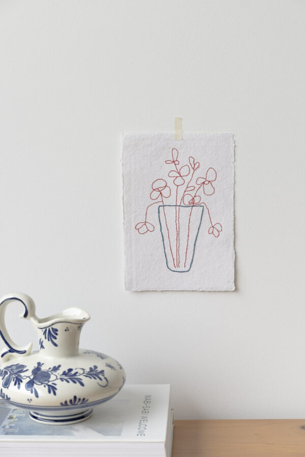 Embroidery Flower Vase Mini Poster