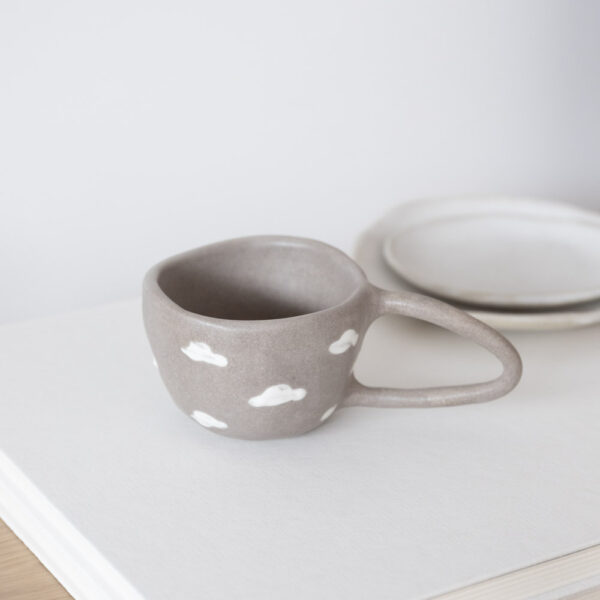 Terra Handmade Ceramic Espresso Mug - White Clouds